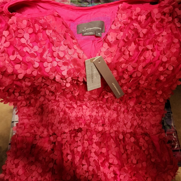 Anthropologie The Somerset Mini Dress Floral Appliqué Edition in Pink Medium - Picture 10 of 10